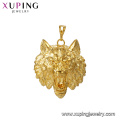 33521 bijoux xuping pendentifs animaux en forme de tête de loup plaqué or 24k